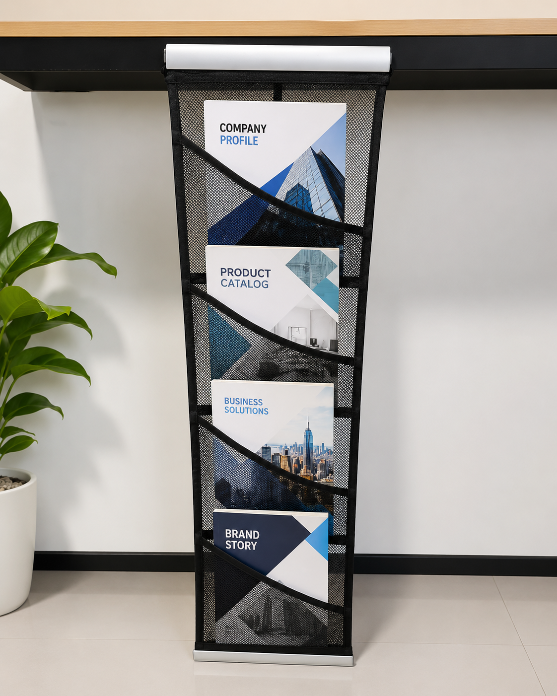 Wall Mounted Mesh Brochure Holder A3 - View 1